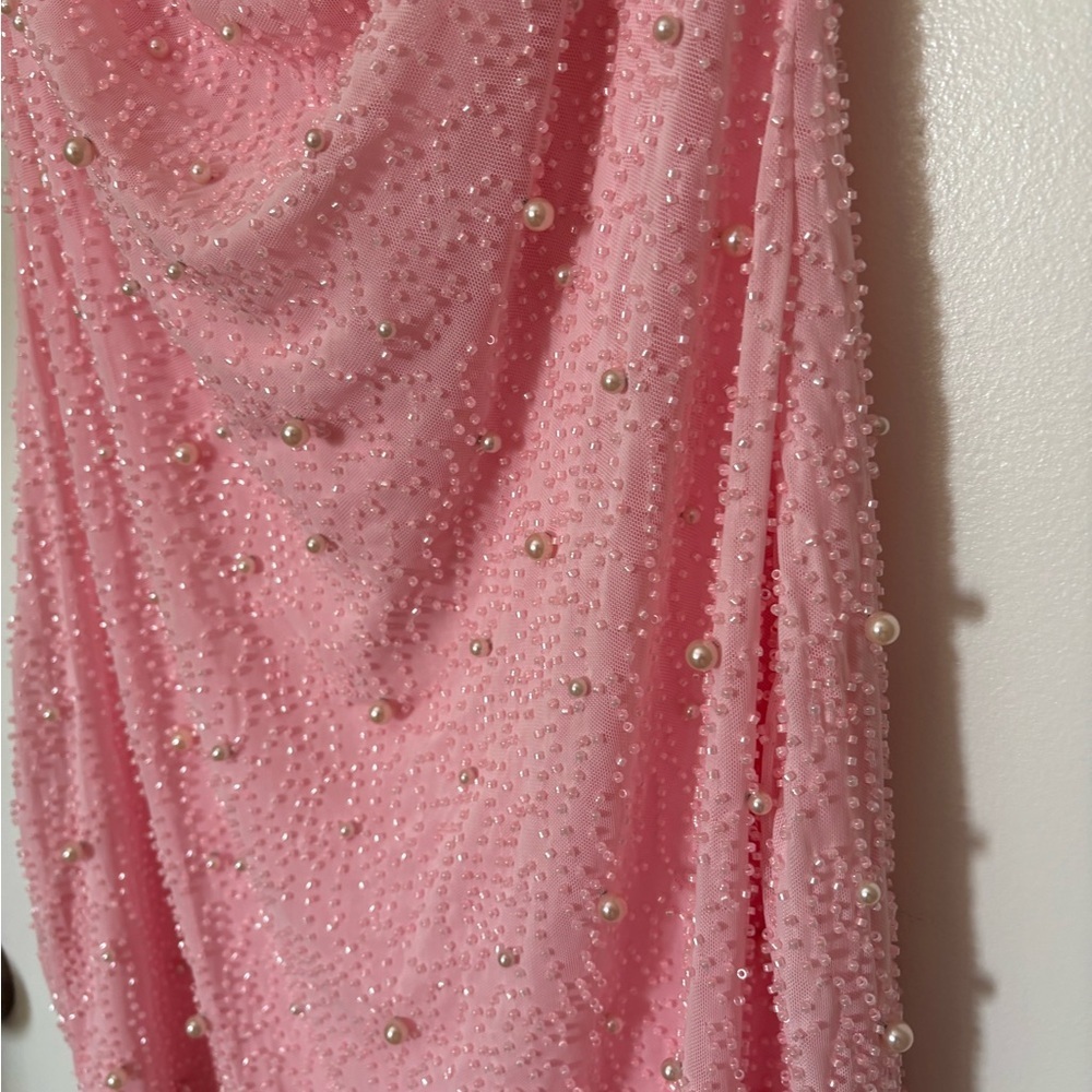 (WINDSOR) prom Pink Beaded & Pearl Mini Dress - Picture 3 of 7